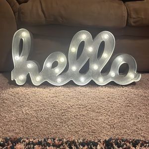 pottery barn - 28x12 inch light up “hello” sign - 28.14 in x 12.2 in